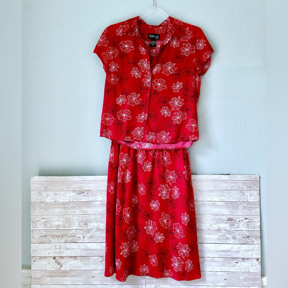 Style & Co. | Matching Red Floral Skirt Set Size 8P